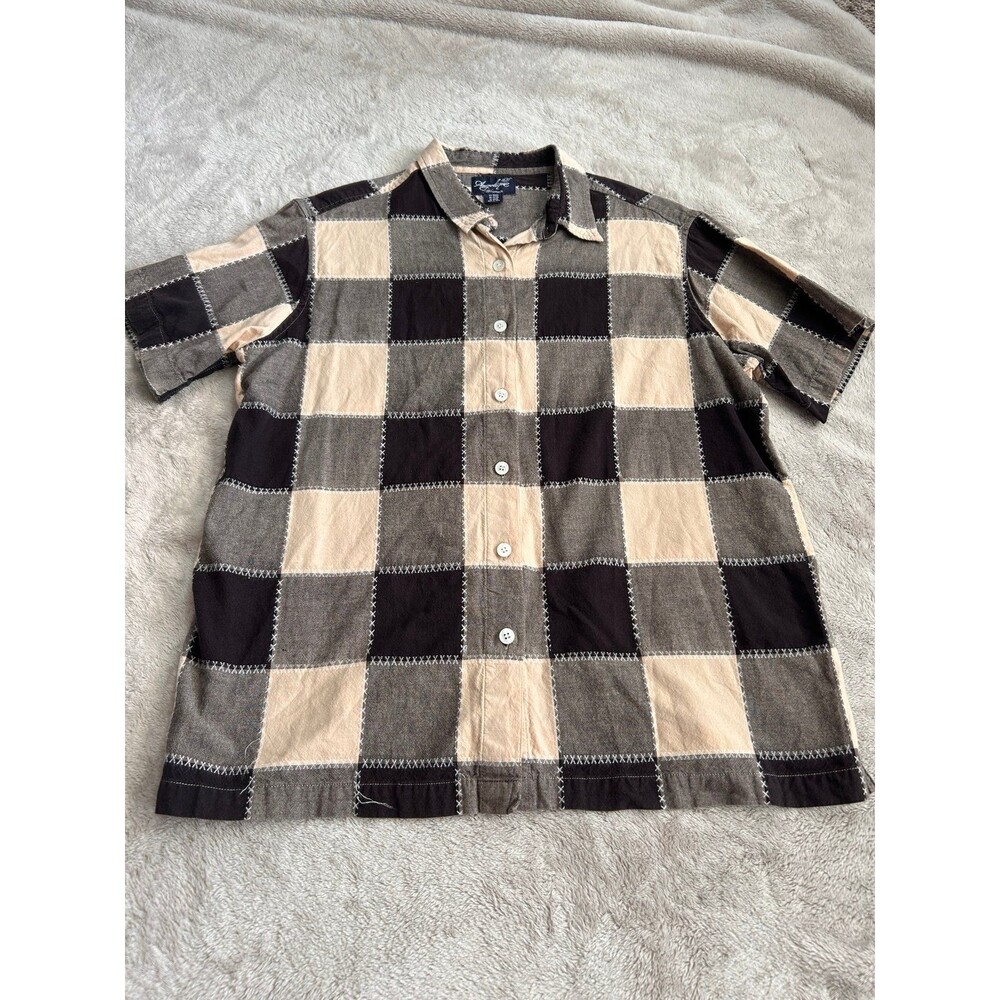 Vintage Angelique Woman Patchwork Plaid Short Sleeve Button Up Shirt Size 3X